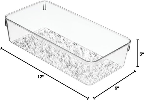 iDesign 49250 Drawer Organizer Tray, BPA-Free Plastic, 12" x 6" x 3", Clear