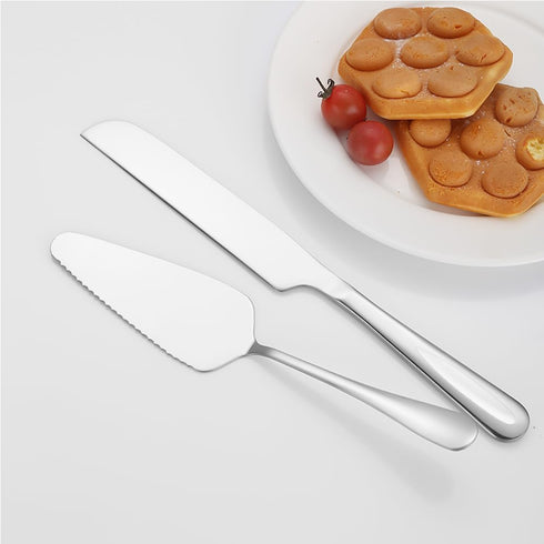 Wedding Cake Knife and Server Set, 2Pcs Stainless Steel Cake Cutting Set for Wedding and Parties