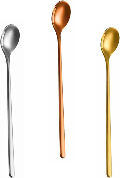 3 Color 6.7-Inch Coffee Spoon Set, Long Handle metal Stirring Spoons Teaspoon,