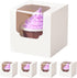 Individual White Cupcake Boxes with Window and Inserts, 15 Count Pre-Assembled Auto-Popup for Wedding Baby Shower