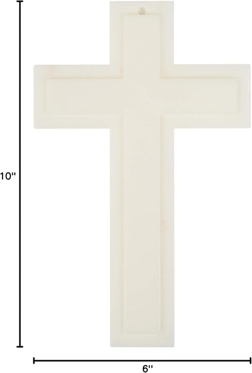 Large Luminous White Cross Plastic Glow in the Dark Wall Plaque, 6 x 10