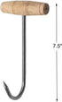 TIHOOD 2PCS T Shaped Boning Hooks, 7.5 Inch with Wooden Handle, Meat Hooks for Butchering