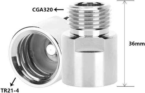 TOPINCN CO2 Cylinder Adapter, Female Thread TR21-4 to Male Thread CGA320 for Soda