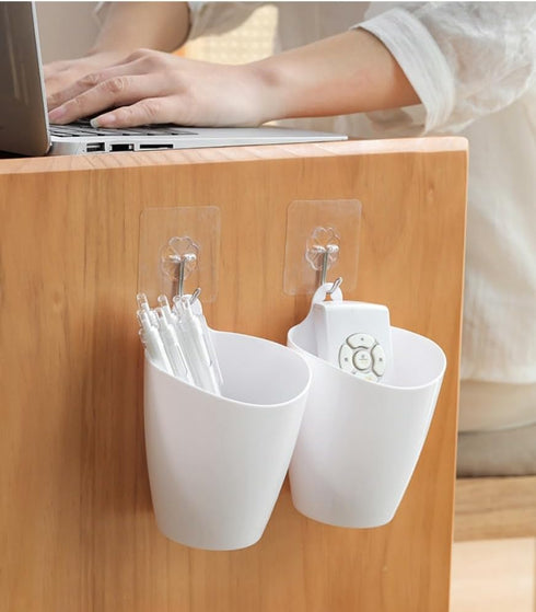 3 Pack Wall Mount Makeup Holder Organizer, Hanging Plastic Storage Cup for Makeup Brushes, Toothbrushes, Cosmetics