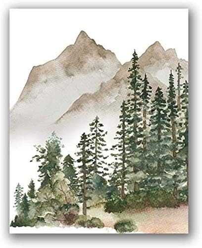 NIUNIU ART Poster-40X50Cmx3 Nursery Wall Decor Mountain Tree Nature Woodland Canvas Print Baby Boy Wall Art Pictures
