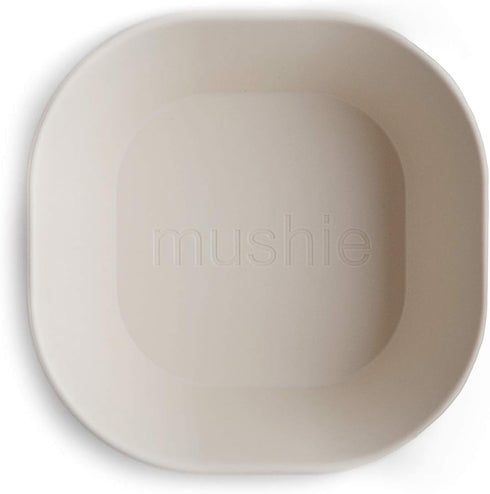 mushie Square Dinnerware Bowls for Kids, Set of 2 (Ivory), Made in Denmark