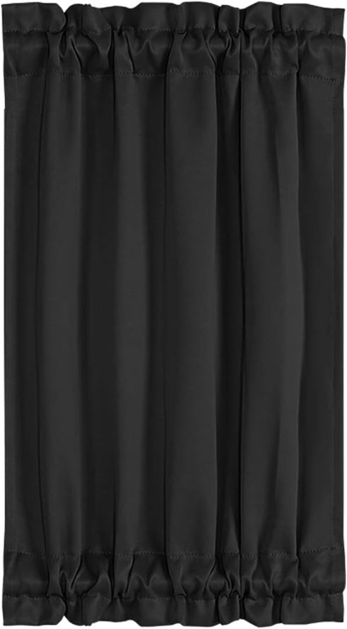 PiccoCasa Blackout French Door Curtain Panel - Solid Blackout Door Curtain Drapery with Tiebacks - 1 Panel Black W25 x