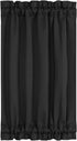 PiccoCasa Blackout French Door Curtain Panel - Solid Blackout Door Curtain Drapery with Tiebacks - 1 Panel Black W25 x