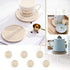 Gracelife 6pcs Round Drink Cup Mats, Pure Cotton Thread Weave, Absorbent Scald-proof Coasters, Beige