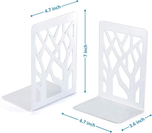 2 Book Ends, Bookends, Bookends for Shelves, Bookend, Book Ends for Heavy Books, White Metal Book Shelf Holder Home