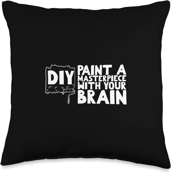DIY Paint a Masterpiece with Your Brain Throw Pillow, 16x16, Multicolor