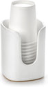 5 oz Square Ceramic Bathroom Cup Dispenser, Disposable Paper Cup Holder for Mouthwash on Vanity Countertop
