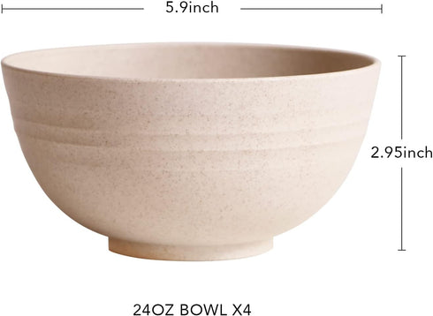 greenandlife Lightweight & Unbreakable Wheat Straw Bowl - Noodle Fruit Soup Bowl Rice Bowls Dishwasher Microwave Safe Cereal Bowl sets 4pcs by greenandlife
