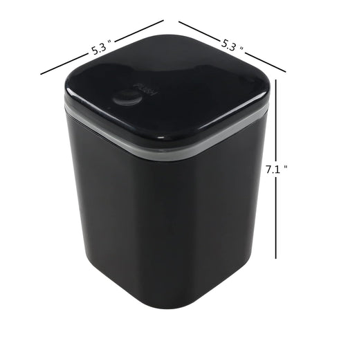 0.5 Gallon Tiny Countertop Trash Can, Mini Desktop Garbage Can with Push-Button, Black