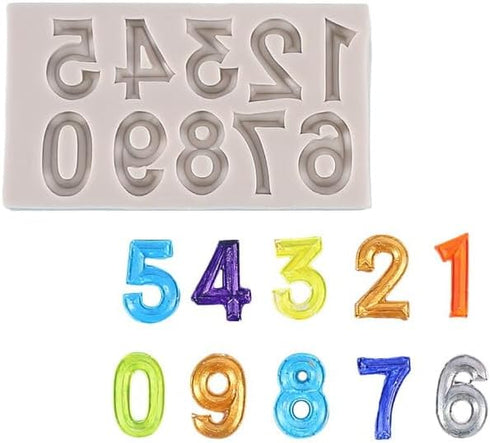3D Number Gray Silicone Fondant Molds 0-9 for Cake Decorating, Cupcake Topper, Chocolate, Gum Paste, 3D Molds