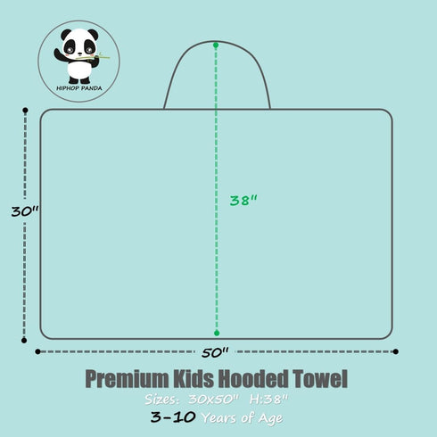 30 50 INCH 3-10 HIPHOP PANDA Hooded Towel for Kids - Viscose Derived from Bamboo, X Large Size for Yrs - Premium Kids