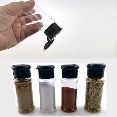 3 OZ Plastic Spice Jars with Black Sifter Caps, Seasoning Shaker Set for Condiment Storage