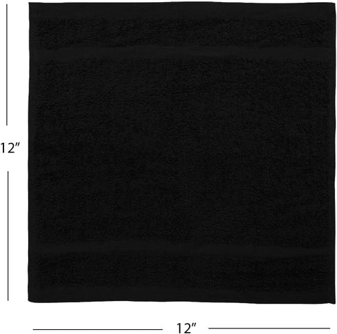 24-Pack 12 12 Inch Avalon Towels Cotton Washcloths x Black Super Soft & Absorbent Ring-Spun Cotton Wash Cloths
