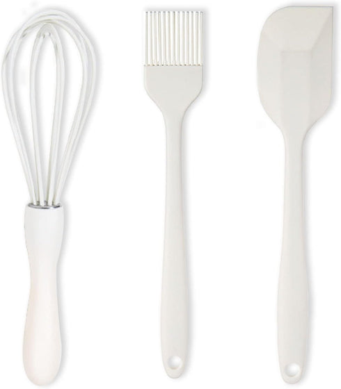 Silicone Spatula Set with Pastry Brush and Whisk, Food Grade High Heat Resistant Kitchen Spatulas (Milk White)