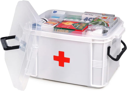 HEY FOLY 15qt White Medicine Organizer Storage Box with Tray, Plastic First