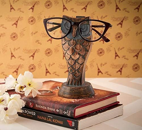 Birthday Gifts Wooden Owl Glasses Holder Stand Reading Nightstand Eyeglass Retainer Mom