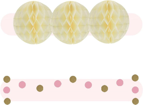 EpiqueOne 22-Piece Tissue Paper Pom Poms Party Set, Pink, Gold & Ivory for Birthdays, Showers & More