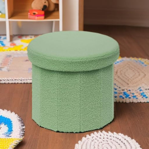 15"x15"x13.19" B FSOBEIIALEO Storage Ottoman Cube, Round Ottomans with Storage Foot Stool Footrest for Lving Room