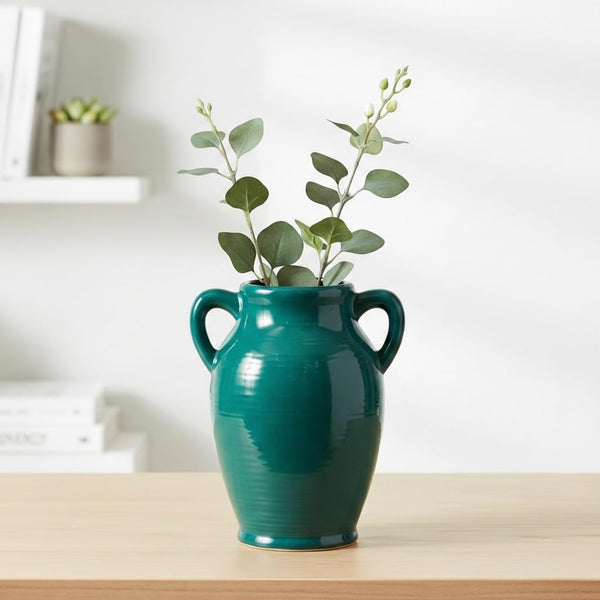 Sunddo Modern Ceramic Vase for Decor - 8 Inch Green Decorative Vase