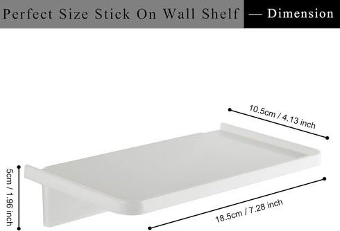 Acrylic Floating Wall Shelves - Small Stick-on Phone Shelf Holder for Bathroom, Kitchen, Bedroom, Office - White