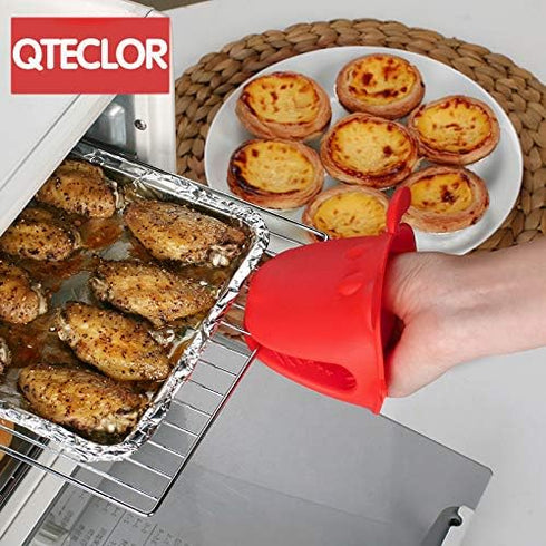 Pinch QTECLOR Mini Oven Mitts Gloves-BPA Free Silicone,Heat Resistant, Cooking Mitts Potholder for Kitchen Cooking