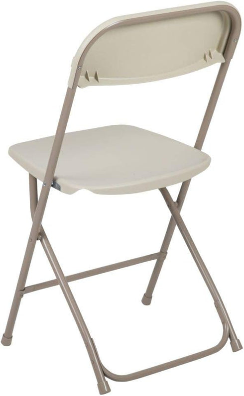 2 Pack 650LB Flash Furniture Hercules Series Plastic Folding Chair - Beige - Weight Capacity Comfortable Event