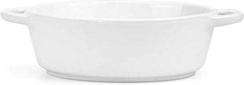 Foraineam 6-Pack 10 Ounce Porcelain Ramekins, Oval Ceramic Baking Dishes with Double Handles