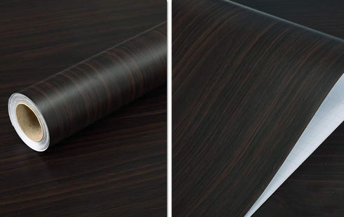 Teemall Self Adhesive Contact Paper, Black Brown Wood Grain, 15.6 by 79in, Dresser Drawer Cabinet Sticker