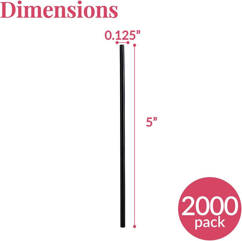 Prestee Plastic Coffee Stirrers, 2000ct, 5" Disposable Stir Stick for Drinks and Coffee, Black