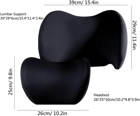 Sothuba Car Lumbar Support Pillow and Car Neck Pillow Kit, Ergonomic Car Seat Headrest & Lumbar Cushion with Adjustable