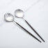 Salad Servers Spoon and Fork Set, 11.41 inch, 18/10 Stainless Steel with Titanium Plating (Black Silver)
