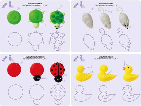 Icing Piping Nozzles Practice Drawings, Cake Pastry Beginner Practice Paper for Fondant Decorating, 23 Patterns