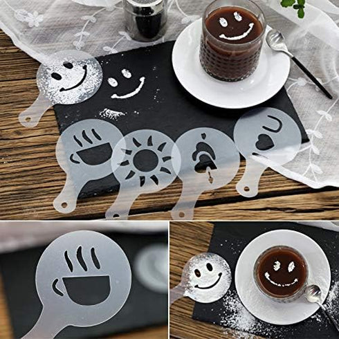 38 Cookie Stencils + Latte Art Pen - Cake Decoration Templates for Coffee & Cappuccino