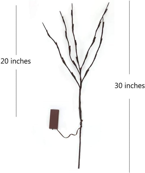DK177 2 Pack LED Branch Light, Battery Operated Lighted Branch Vase Filler, 30 Inch, 20 LED for Home Romantic