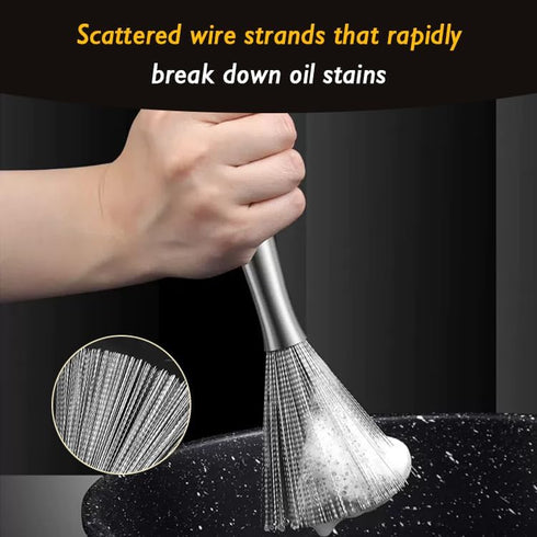 CloudMades Pot(2 Stainless Steel Dish Brush with Handle, Metal Steel Wool Scrubber for Cast lron, Cookware, PCS)