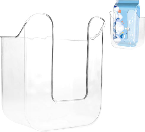 Qianyu Kitchen Wipes Storage Box Acrylic Wall-Mounted Tissue Box Holder No Punching Refillable