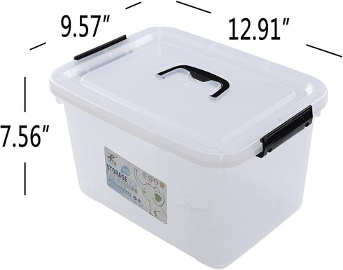4-Pack Clear Latch Storage Box with Lid, 10.5 Quart Plastic Storage Bin