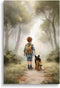 SKYSUKEY Boy and Dog Friend German Shepherd Dog Adventure Nursery Wall Decor, Outdoor