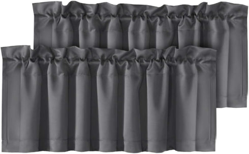H.VERSAILTEX 2 Panels Blackout Curtain Valances for Kitchen/Bathroom/Living Room/Bedroom, 52" W x 18" L, Charcoal Gray