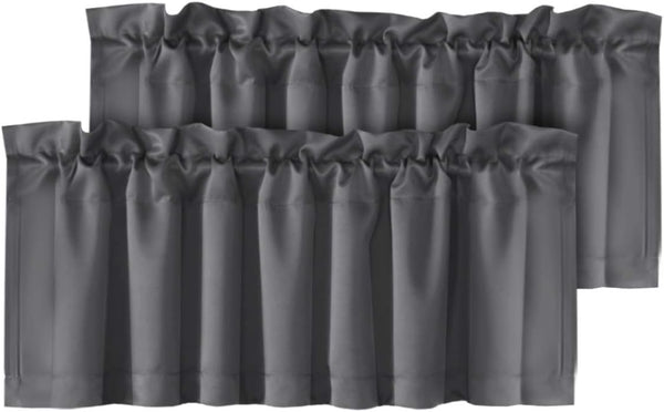 H.VERSAILTEX 2 Panels Blackout Curtain Valances for Kitchen/Bathroom/Living Room/Bedroom, 52" W x 18" L, Charcoal Gray