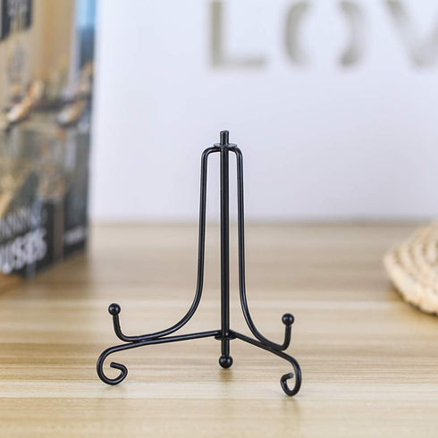 (4 Pack) Black Iron Display Stand - Iron Easel Plate Display Photo Holder for Picture Frames, Decorative Plates, 4 Inch