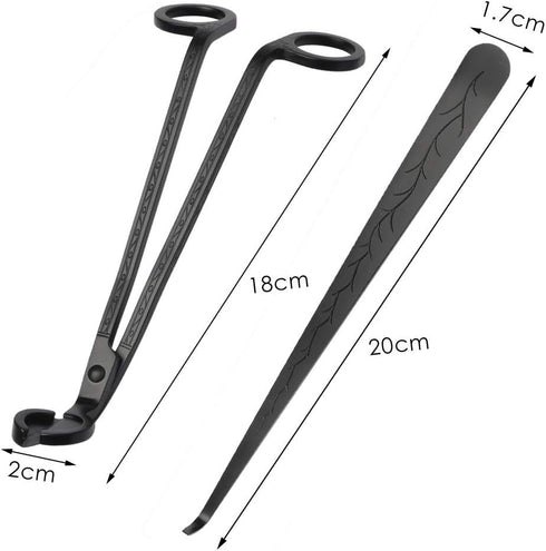 SUMAJU 2 in 1 Candle Accessory Set, Wick Trimmer & Dipper, Stainless Steel Cutter for Candle Lovers (Black)