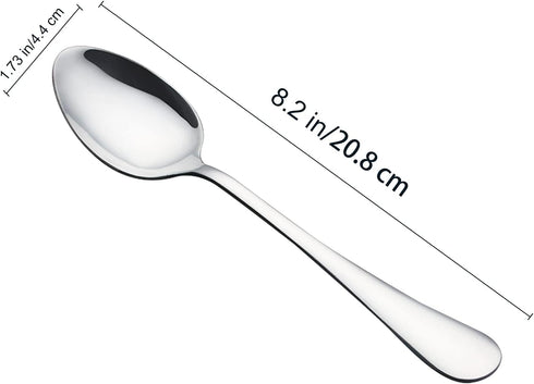 VANRA 6-Piece Dinner Spoons Set, Heavy Duty Stainless Steel Silver Cutlery Set 8 inches (6 spoons)
