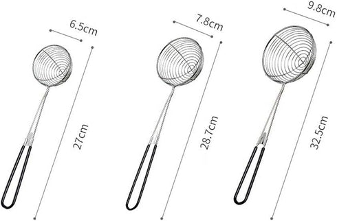 3Pcs Stainless Steel Round Hot Pot Strainer Set, Strainer Skimmer Spoon for Frying and Cooking, Professional Skimmer
