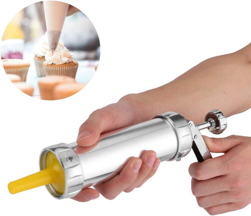 Cookies Press Maker Kit, Silver Aluminum Alloy + ABS Cookies Press with 20 Cookies and 4 Nozzles